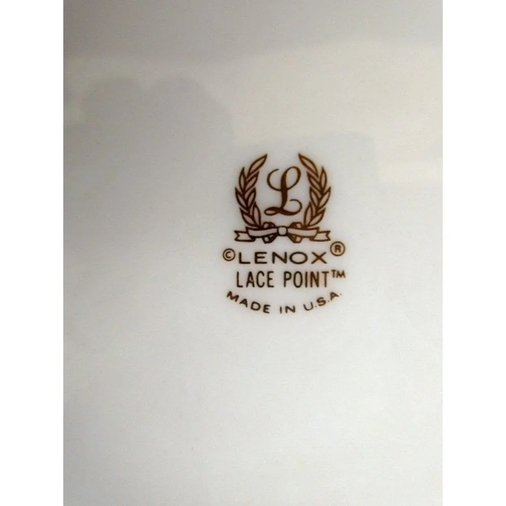 Lenox Lace Point Salad Plate‎ Ivory/Gray Pink Flowers Platinum Trim